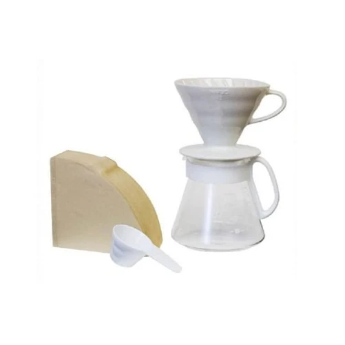 Hario V60 Ceramic Pour Over Set - White 1 Hario V60 Ceramic Pour Over Set - White