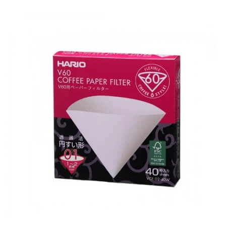 Hario Hario V60 1 Cup (40Pcs) White Papers Retail 1 Hario Hario V60 1 Cup (40Pcs) White Papers Retail